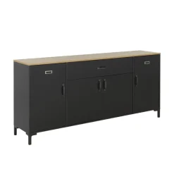 Diagone Dressoir Manchester - 82x40x180cm - Zwart/Eikenkleur