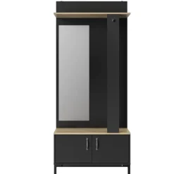 Diagone Entreekast Store - Incl stang en spiegel - 190 cm hoog - Zwart