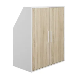 Diagone Kledingkast Under - onder trap of plafond 2 deuren - wit/hout