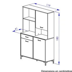 Diagone Microgolfkast Manchester - 119 x 41 x 180 cm - Helvezia Oak-design