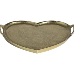 Dienblad Hart goudkleur aluminium - 30x33 cm