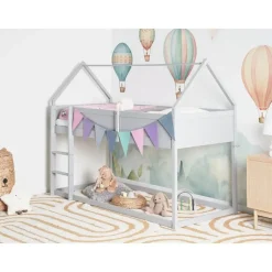 DIENNE - Kinderbed - Grijs - 90 x 200 cm - Dennenhout