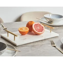 DIMARI - Decoratief dienblad - Wit/Gouden - Marmer