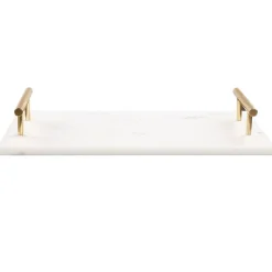 DIMARI - Decoratief dienblad - Wit/Gouden - Marmer