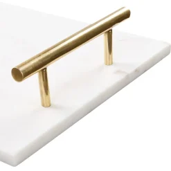 DIMARI - Decoratief dienblad - Wit/Gouden - Marmer