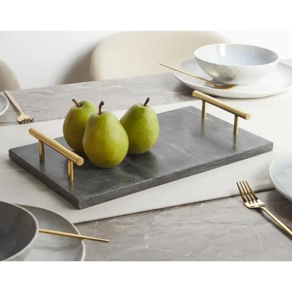 DIMARI - Decoratief dienblad - Zwart - Marmer