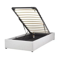 DINAN - Eenpersoonsbed - Lichtgrijs - 90 x 200 cm - Polyester