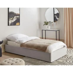 DINAN - Eenpersoonsbed - Lichtgrijs - 90 x 200 cm - Polyester