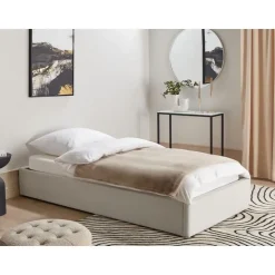 DINAN - Eenpersoonsbed - Lichtbeige - 90 x 200 cm - Polyester
