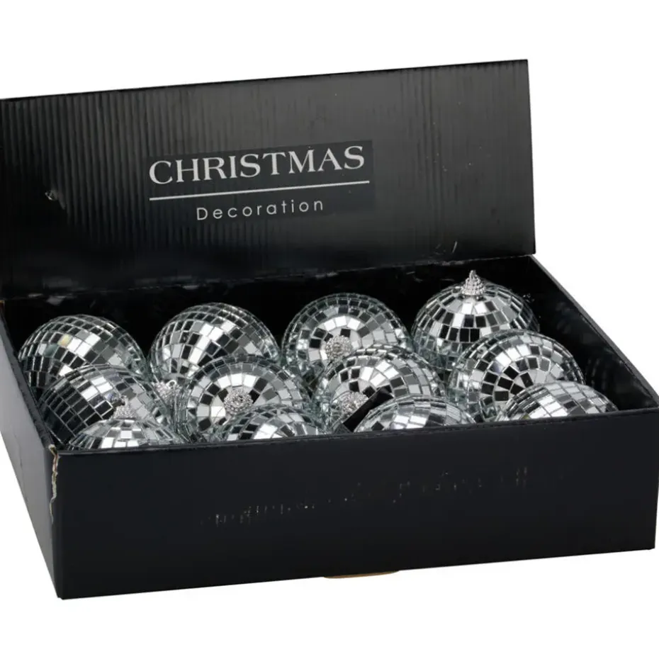 Disco kerstbal - zilver - D7,5 cm - foam - spiegelbol - discobol