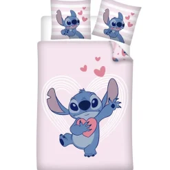 Disney Lilo & Stitch Dekbedovertrek, Hearts - 140 x 200 + 65 x 65 cm - Katoen