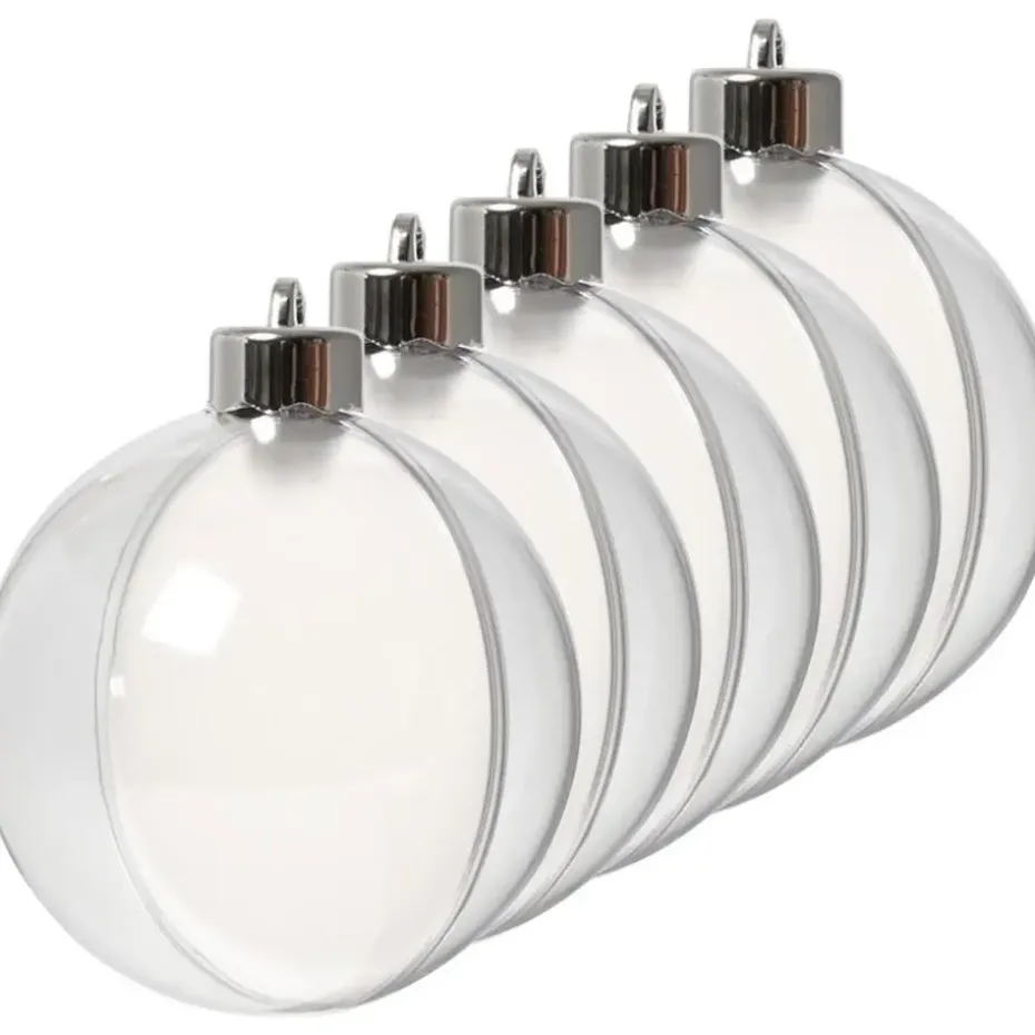 DIY Kerstballen - 5x - transparant - D8 cm - kunststof