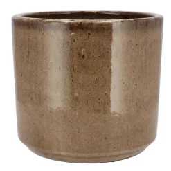 DK Design Bloempot Brown Glaze - taupe - D23 x H26 cm - glanzend