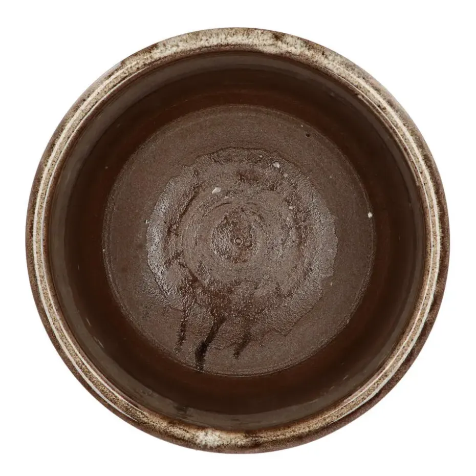 DK Design Bloempot Brown Glaze - taupe - D23 x H26 cm - glanzend