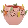 DK Design Bloempot/plantenpot Vogels - roze - D28 x H22 cm