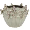 DK Design Bloempot/plantenpot Vogels - mosgroen - D26 x H20 cm