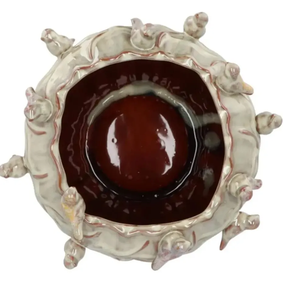 DK Design Bloempot/plantenpot Vogels - mosgroen - D26 x H20 cm