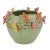 DK Design Bloempot/plantenpot Vogels - pistache - D26 x H20 cm