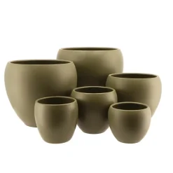 DK Design plantenpot Vinci - olijfgroen mat - D24 x H27 cm