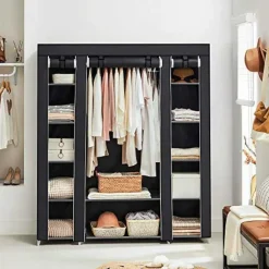 Draagbare kledingkast, opvouwbare kast, 150x45x175 cm, zwart