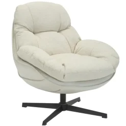 Draaifauteuil Beige - Zithoogte 50cm - Fauteuil Leonne