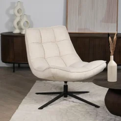 Draaifauteuil Stof/Textiel - Beige - 86x74x84cm - Mattis