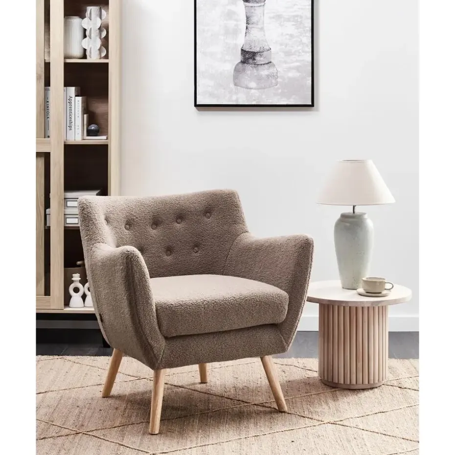 DRAMMEN - Chesterfield fauteuil - Bruin - Bouclé