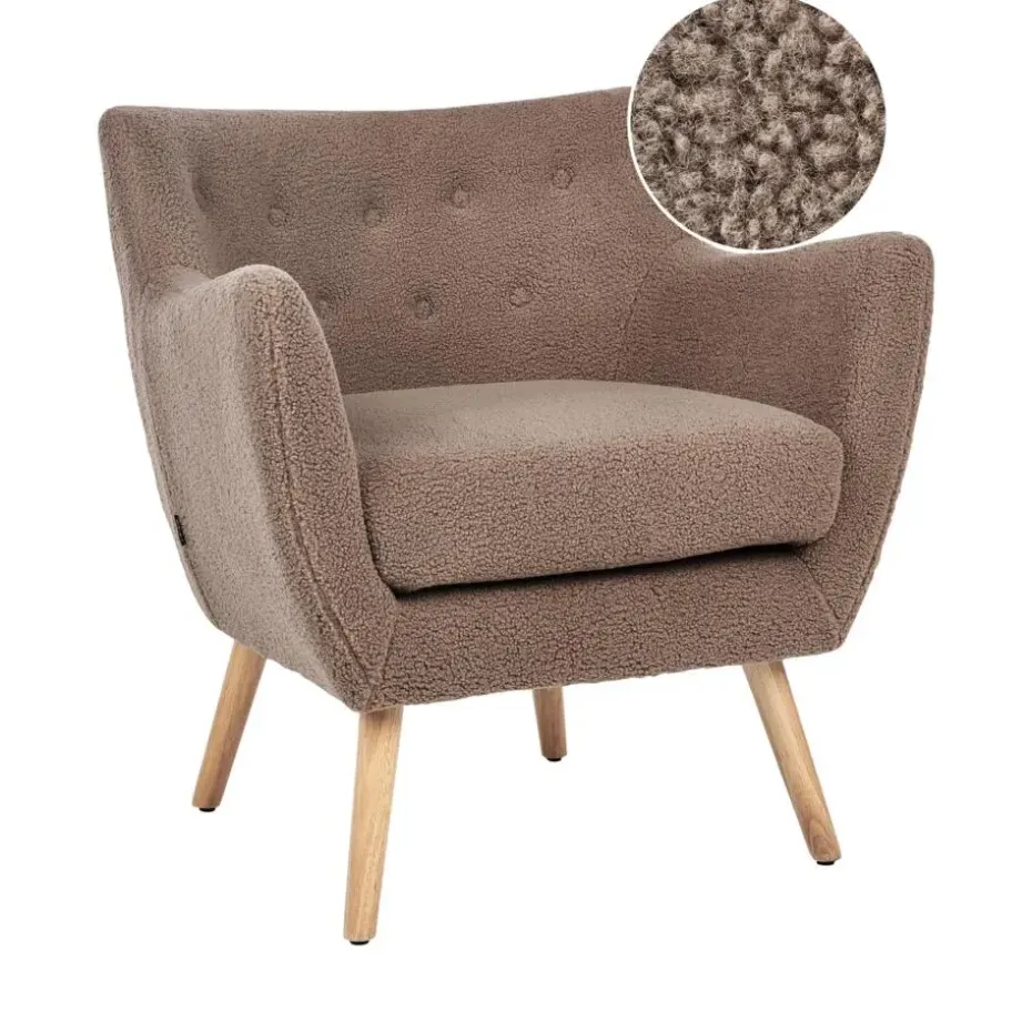 DRAMMEN - Chesterfield fauteuil - Bruin - Bouclé