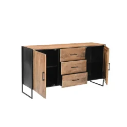 Dressoir Naturel Mangohout - Metaal - 150x40x80cm - Elin