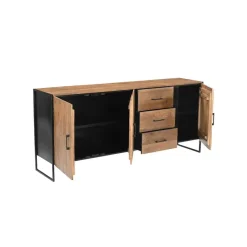Dressoir Naturel Mangohout - Metaal - 180x40x80cm - Elin