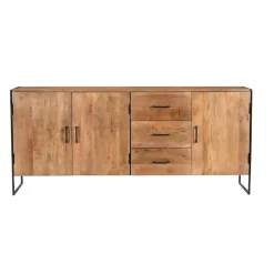 Dressoir Naturel Mangohout - Metaal - 180x40x80cm - Elin