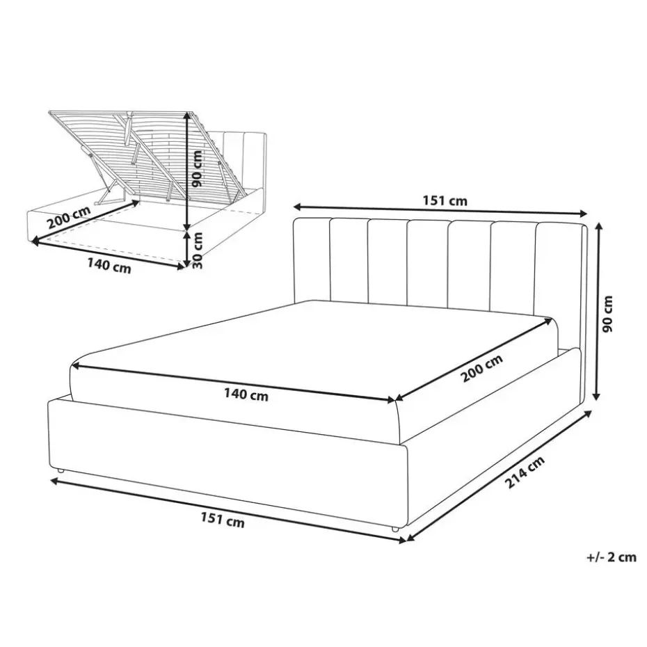 DREUX - Bed met opbergruimte - Beige - 140 x 200 cm - Polyester