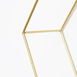 Driedubbel zeshoekig metalen wandrek met 3 houten plankjes - 40,5x41 cm - Goud