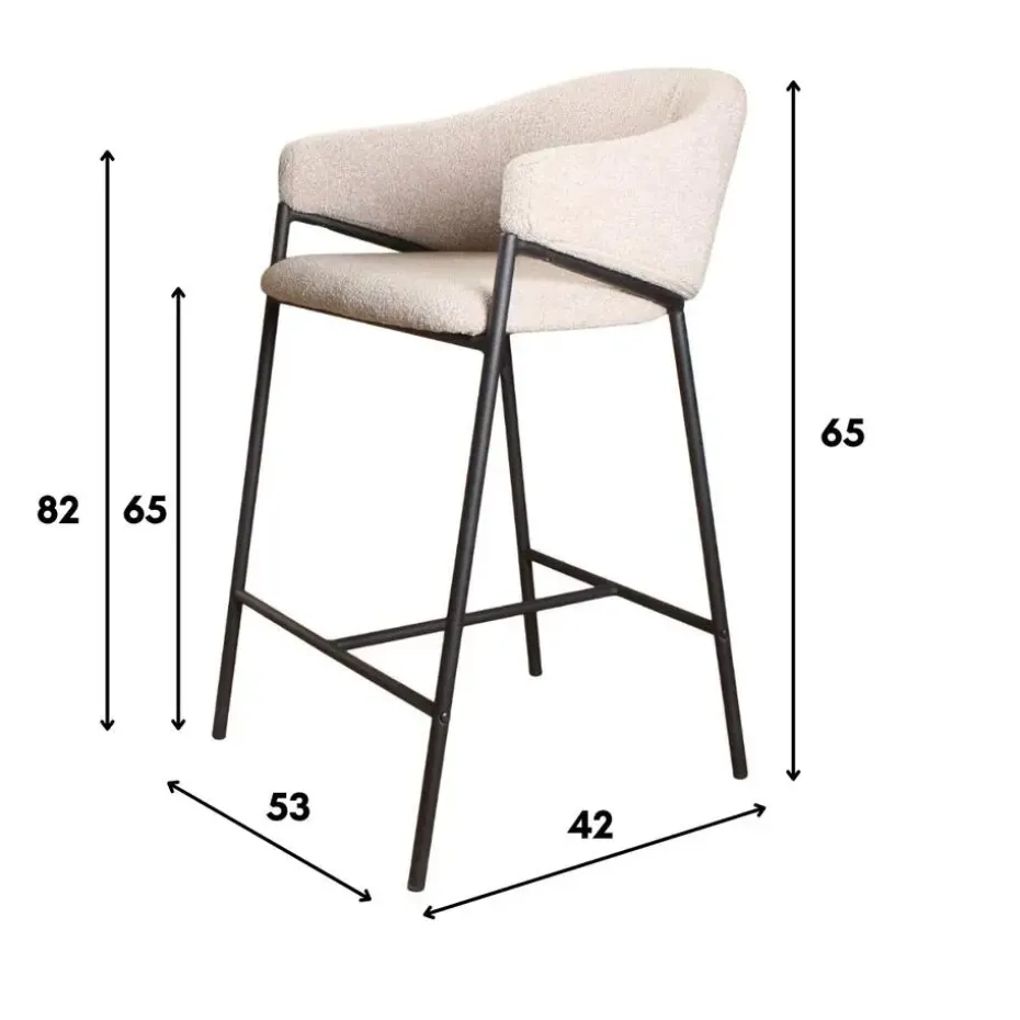 DS4U - Elza barkruk boucle ivoor 65 cm