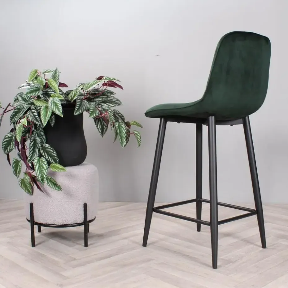 DS4U - Gaby barkruk velvet 65 cm 2.0 - groen