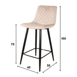 DS4U - Gaby barkruk velvet 75 cm 2.0 - roze