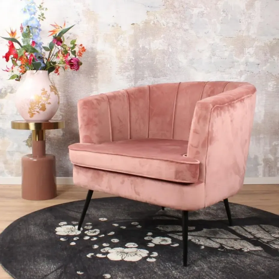 DS4U - Norah fauteuil velvet zalmroze