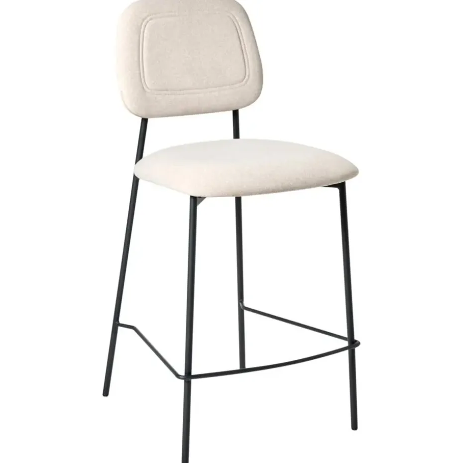 DUETTE - Barkruk set van 2 - Lichtbeige - Fluweel