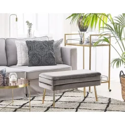 DURHAM - Hocker - Grijs - Fluweel