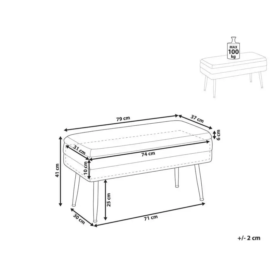 DURHAM - Hocker - Grijs - Fluweel
