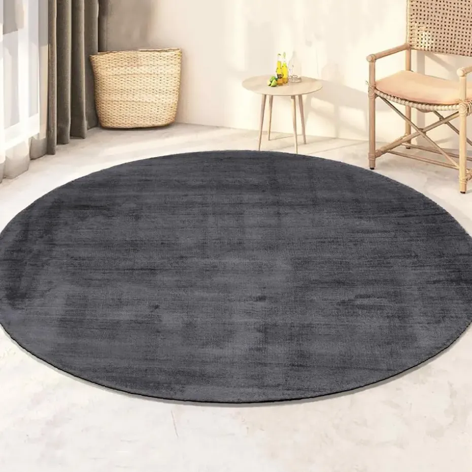 Dutch Lifestyle - Viscose - Vloerkleed - 115cm rond - Grijs