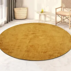 Dutch Lifestyle - Viscose - Vloerkleed - 115cm rond - Geel