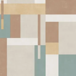 Dutch Wallcoverings - Arty Blocks grijs/beige/blauwgroen -0,53x10,05m