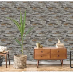 Dutch Wallcoverings - Exposure steen bruin/grijs - 0,53x10,05m