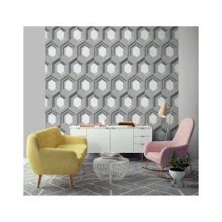 Dutch Wallcoverings - Galactik retro grijs/blauw - 0,53x10,05m