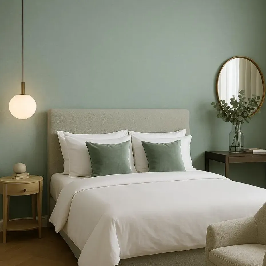 Dutch Wallcoverings Vliesbehang Linen & Textures uni - lightgreen - 10m x 53cm