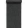 Dutch Wallcoverings Vliesbehang Linen & Textures uni - blacksilver - 10m x 53cm