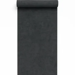 Dutch Wallcoverings Vliesbehang Linen & Textures uni - blacksilver - 10m x 53cm