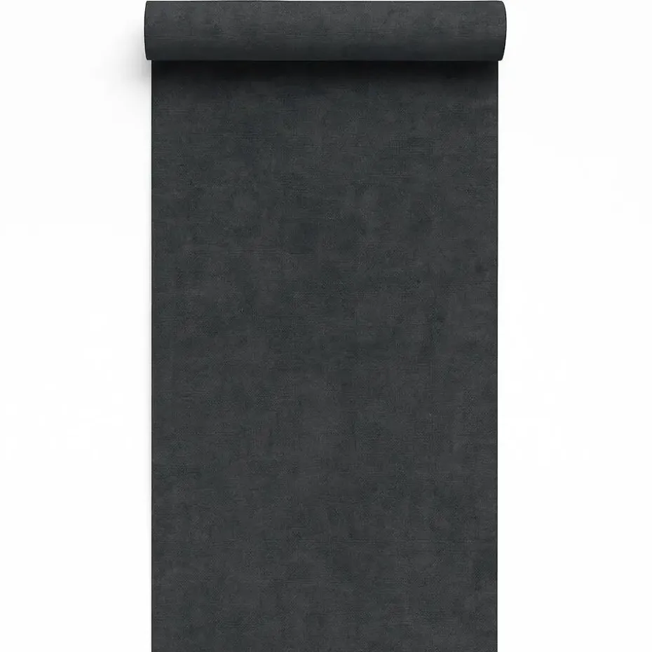 Dutch Wallcoverings Vliesbehang Linen & Textures uni - blacksilver - 10m x 53cm