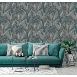 Dutch Wallcoverings Vliesbehang Renaissance leaves - blauw - 10,05m x 53cm